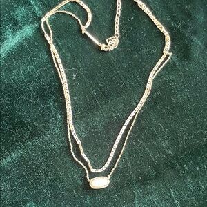 Kendra Scott layered Gold Necklace with white stone
